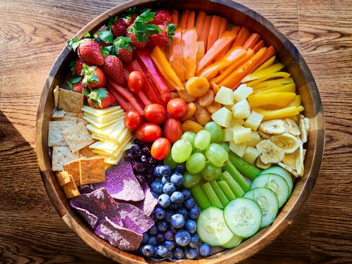 brightly coloured fruits and vegetables which  will help the immune system and recovery from shingles virus